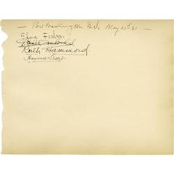 Signed Page from Clifton Webb's Guest Book, including E