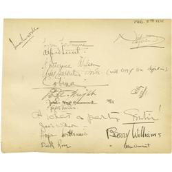 Signed Page from Clifton Webb's Guest Book, Including N