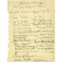 Signed page from Clifton Webb's Guest Book, Including t