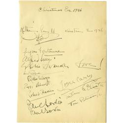 Signed Page from Clifton Webb's Guest Book, Including K