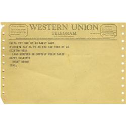 Harry Brown Telegram to Clifton Webb.