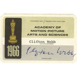 Clifton Webb Signed AMPAS Card.