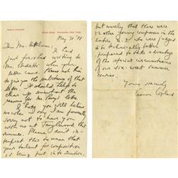 Aaron Copland Signed Letter to Joseph Harnell.