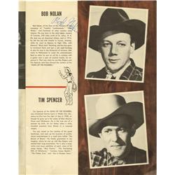 Sons of the Pioneers Autographed Program.