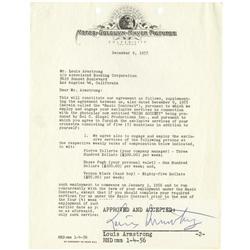 Louis Armstrong Signed Contract.