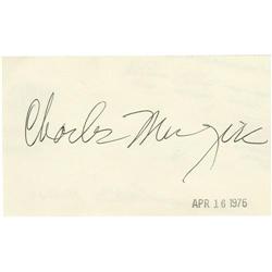 Charles Mingus, Signed Card (1976).