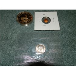 2 Krugerrands and a 1996 US dime