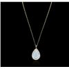 Image 2 : 14KT Yellow Gold 13.37 ctw Opal and Diamond Pendant With Chain