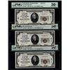 Image 1 : 3 Consecutive 1929 $20 Gettysburg National Bank Notes PMG 50EPQ