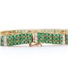 Image 2 : Plated 18KT Yellow Gold 6.20ctw Green Agate and Diamond Bracelet