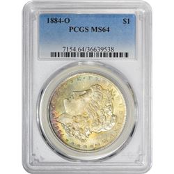 1884-O $1 Morgan Silver Dollar Coin PCGS MS64 Amazing Toning