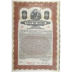 City of Rome, 1927 Specimen Bond