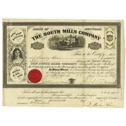 South Mills Co., 1866 I/U Stock Certificate, Notorious for Horace Greely being Scammed by a Southern