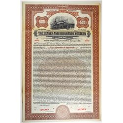 Denver and Rio Grande Western Railroad Co., 1924 Specimen Bond.