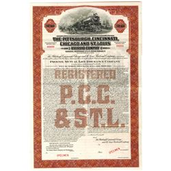 Pittsburgh, Cincinnati, Chicago and St. Louis Railroad Co. 1944 "$200,000 Denomination" Specimen Bon