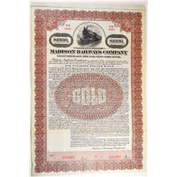 Madison Railways Co., 1916 Specimen Bond.