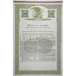 State of Alaska, 1967, $12,485,000 Specimen Bond and Payment Record Issued for March 27th, 1964 Eart