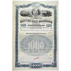 City of New Orleans 1892 Specimen Bond