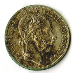 Austria-Hungary, 1866 A,1 Florin, Silver, KM#2220, XF-AU Condition.