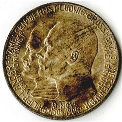 German States, Hesse-Darmstadt, 1904, 2 Mark, KM# 372, Silver, AU to Choice AU.