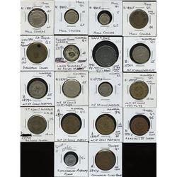 Lot of 18 Quebec Business College Tokens.