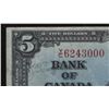 Image 2 : Bank of Canada $5, 1937 - Wet Ink Transfer Error - Rare