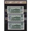 Image 2 : Bank of Canada $1, 1973 - Lot of 3 Consecutive Replacement Notes