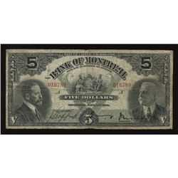 Bank of Montreal $5, 1914