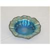 Image 1 : 6" KEW BLAS BLUE AURENE ART GLASS LOW BOWL W/