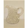 Image 2 : 8 1/2" CUT GLASS WATER PITCHER - STAR & WAFFL