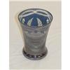 Image 1 : 4 3/4" BOHEMIAN ART GLASS VASE - BLUE BACKGRO