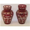 Image 1 : PR. 8 1/2" BOHEMIAN ART GLASS VASES - RUBY CU