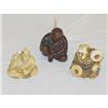 Image 1 : (3) JAPANESE CARVED NETSUKE FIGURES - (1) WOO