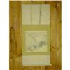 Image 1 : JAPANESE LANDSCAPE SCROLL PAINTING W/ WOVEN S