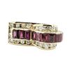 Image 2 : 3.04 ctw Square Step Rubies And Diamond Ring - 14KT Yellow Gold