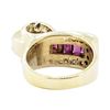 Image 3 : 3.04 ctw Square Step Rubies And Diamond Ring - 14KT Yellow Gold