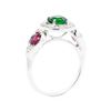 Image 4 : 1.73 ctw Round Mixed Tsavorite Garnet And Round Mixed Rubies Ring - 18KT White G