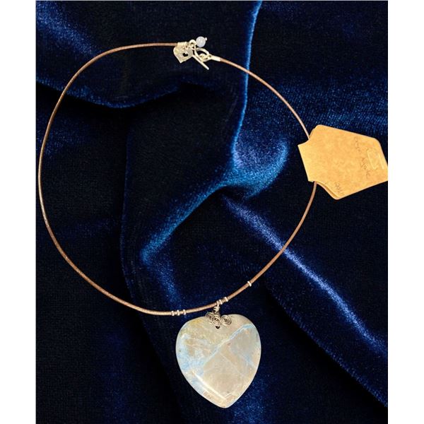 Onyx Agate Heart Pendant Necklace