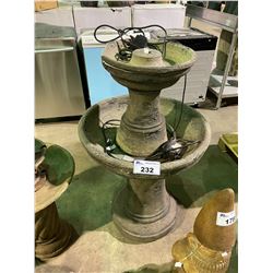 RESIN 2-TIER WATER FOUNTAIN WITH PUMP (HAS COSMETIC DAMAGE)