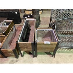 METAL/WOOD SQUARE PLANTER BOX (17.75" X 17.75" X 24") & METAL/WOOD RECTANGULAR PLANTER BOX
