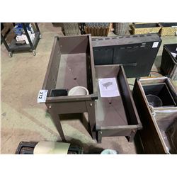 2 STANDING FLOWER GARDEN BEDS (31.75"L X 14.25"D X 28.25"H) & (31.75"L X 14.25"W X 13.5"H)