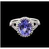 Image 2 : 3.96 ctw Tanzanite and Diamond Ring - 14KT White Gold