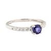 Image 1 : 0.90 ctw Blue Sapphire and Diamond Ring - 14KT White Gold