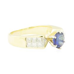 2.20 ctw Blue Sapphire and Diamond Ring - 18KT Yellow Gold