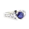 Image 1 : 2.55 ctw Sapphire And Diamond Ring - 14KT White Gold