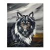 Image 1 : Martin Katon, "Black Wolf" Original Oil Painting on Canvas, Hand Signed with Let
