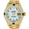 Image 1 : Rolex Ladies 18K Yellow Gold MOP Emerald Oyster Perpetual President Wristwatch 2
