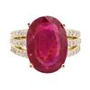 Image 2 : 11.80 ctw Ruby And Diamond Ring - 14KT Yellow Gold