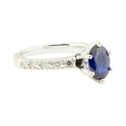 1.73 ctw Blue Sapphire and Diamond Ring - 14KT White Gold