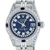 Image 2 : Rolex Ladies Stainless Steel Quickset Sapphire Blue Diamond Lugs Datejust Wristw
